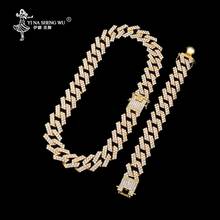 Hip Hop 1Set 20MM Gold Heavy Full Iced Out Paved Rhinestones Cuban Chain CZ Bling Rapper Necklaces For Men Jewelry Gifts Fashion 2024 - buy cheap