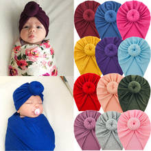 30Pcs/Lot Baby Soft Cotton Donut Turban Hats Toddler Infant Tied Bowknot Caps Bonnet Newborn Headwrap Photography Props 2024 - buy cheap