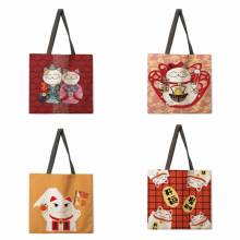 Lucky Cat Printed Tote Bag Tote Bag Leisure Tote Bag Shoulder Bag Female Beach Bag Foldable Shopping Bag 2024 - buy cheap