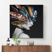 Portrait Art Canvas Paintings On The Wall Posters And Prints Girl with Feather Canvas Prints Home Wall Decorative Pictures 2024 - buy cheap