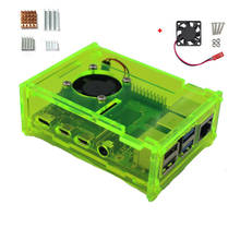 Raspberry Pi 4 Gloss Fluorescent Green Acrylic Case Enclosure Box w/ Cooling Fan and Copper Aluminum Heatsink Kit 2024 - buy cheap