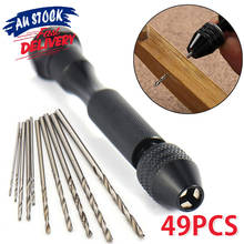 49 pcs Mini Micro Aluminum Hand Drill With Keyless Chuck HSS Twist Drill Bit Woodworking Drilling Rotary Tools Hand Drill Manual 2024 - buy cheap