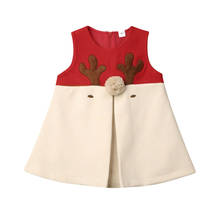 Рождественское красное платье для маленьких девочек 1-5 лет, праздничные платья без рукавов с мультяшным оленем для девочек, рождественские костюмы, осенне-зимнее платье 2024 - купить недорого