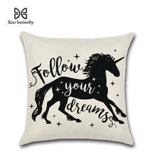 Unicorn Pillow Case Cotton Linen Cushion Cover Modern Simple Throw Cover Cartoon Pillowcase Home Textile 45cm*45cm Home Decor 2024 - buy cheap