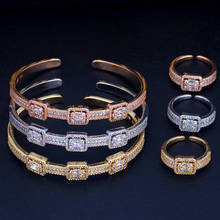 Bridejalk-Conjunto de anillos y pulseras de lujo para mujer, joyería nupcial de lujo, con zirconia cúbica de cristal, CZ, Dubai 2024 - compra barato