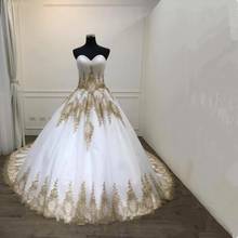 ANGELSBRIDEP Sweetheart Ball Gown Wedding Dresses Vestido De Noiva Unique Gold Applique Court Train Formal Bride Dress Plus Size 2024 - buy cheap