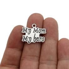 JAKONGO Antique Silver Plated "My Mom MY Hero" Charms Pendants for Jewelry Making Bracelet DIY Accessories 25x20mm 10pcs 2024 - buy cheap