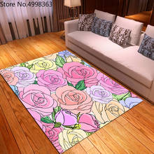 Противоскользящие коврики фиолетового цвета с принтом розы, многоразовые кухонные коврики, напольный коврик для спальни, гостиной, домашний декор 2024 - купить недорого