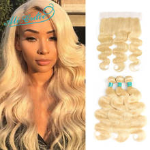 Ali Grace Hair Brazilian Body Wave 613 Blonde Bundles With Frontal 13x4 Ear to Ear Swiss Lace Frontal Remy Human Hair Weaving 2024 - buy cheap