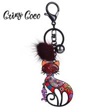 2019 Beautiful Cat Pendant Keychains for Ladies Car Key Rings Chain Metal Enamel Animal Pompon Red Pet Keychain Jewelry Gifts 2024 - buy cheap