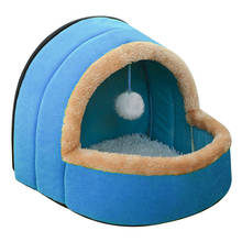 Pet Dog Cat Bed Puppy House with Toy Ball Warm Soft Pet Cushion Dog Kennel Cat Castle E2S 2024 - buy cheap