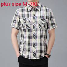 New Arrival Fashion Cotton Summer Men Extra Large Plaid Short Sleeve Casual Shirts Plus Size M L XL 2XL 3XL 4XL 5XL 6XL 7XL 2024 - buy cheap