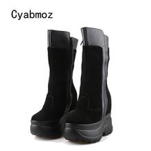 Cyabmoz Winter Snow Short Boots Shoes Woman New Sexy Platform Party Ladies Casual High heels Height increasing Boots Women Shoes 2024 - buy cheap