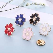 Hot Moda flores de Cerejeira Abotoaduras Broche Pinos Esmalte Botão Roupas Saco Badge Pin Broches Pin Colar Para Mulheres Jóias 2024 - compre barato