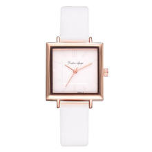 Модные квадратные женские часы, повседневные, розовое золото, женские кожаные кварцевые наручные часы, элегантные женские часы, Montre Femme 2019 2024 - купить недорого