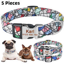 Personalized Dog Collar Nylon Dogs Collar Pet Collar Products Small Medium Large Custom Engraved Name ID Tag Fashion  5 Pieces 2024 - buy cheap