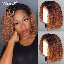 MISSYOO-Peluca de cabello humano rizado para mujeres negras, pelo corto con cierre de encaje 4x4, brasileño, Bob, 13x1 T, 18 pulgadas, 1b/30 2024 - compra barato