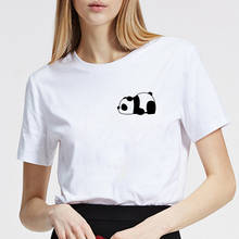 Panda Shirt Pocket Tee Panda Bear Animal Lover cotton t shirt Graphic tee Hipster Tumblr Cozy tops plus size 2024 - buy cheap