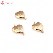 Dijes de corazón de latón con 2 agujeros, 7,5x11x2,5 MM, 24K, Color dorado champán, 10 Uds. 2024 - compra barato