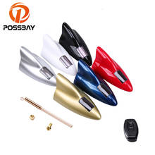 POSSBAY Car LED Shark Fin Antenna Solar Power Warning Lights Antenna Amplifier Car Roof Decoration for Renault Nissan Ford VW 2024 - buy cheap