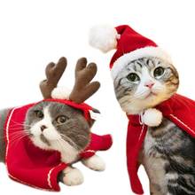Christmas Clothes Warm Dog Cat Clothes Puppy Santa Claus Red Scarf Hat Deer Head Cute Dog Cloak Cat Costume Pet Warm Clothing 2024 - buy cheap