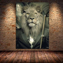 Mafia Lion Smoking In Suit Play Snooker Canvas Painting Wall Art Posters Prints Pictures for Living Room Decor Cuadros Unframed 2024 - buy cheap