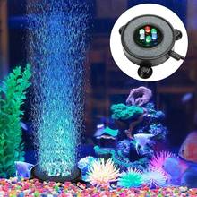 Cortina de ar para aquário com luz de led, para tanque de peixes, com disco de pedra de bolha, com 6 leds que muda de cor 2024 - compre barato