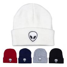 New Autumn Winter Curled Acrylic Alien Embroidery Knitted Beanies Knit Cap Hats 2024 - buy cheap