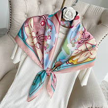 2021 Ladies Scarf Silk Square Scarf Scarf Scarf Shawl Headscarf Set Women's Leaf Flower Printed Women's Headscarf Spring Scarf N 2024 - buy cheap