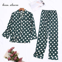 Pajamas Women Polka Dot Pijamas Sets Ice Silk Satin Sleepwer Suits Spring Fashion Homewear Long Sleeve Printing Pyjamas Rayon 2024 - buy cheap