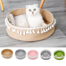 Cat bed Nordic Japanese tassel woven Cat scratching board Cat Grinding claw pet bed Mat cool and warm cat house For Cat Sleeping 2024 - buy cheap
