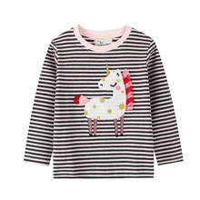 Jumping meters Cotton Girls T shirts for Autumn Spring Baby Long Sleeve Kids Stripe Clothing Unicorn Applique Baby Tops 2024 - buy cheap