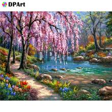 Diamond Painting 5D Full Square/Round Drill Pink Flower Tree River Daimond Embroidery Painting Cross Stitch Mosaic Picture M782 2024 - buy cheap