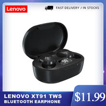 Lenovo XT91 наушники-вкладыши TWS Bluetooth 5,0 беспроводные наушники Bluetooth дешевые AI управление игровая гарнитура с микрофоном снижения уровня шума 2024 - купить недорого