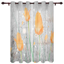 Kitchen Window Curtains Wall Orange Flower Adult Children Bedroom Decoration Living Room Hanging ClothTreatment Curtains 2024 - buy cheap