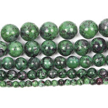 Wholesale 4-12mm Round Smooth Red Green Natural Stone Beads Loose Beads Jewelry Making DIY Charm Bracelet Necklace Handmade 2024 - buy cheap
