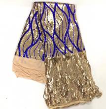 Tela de encaje nigeriano con lentejuelas, francés africano para tejido de encaje vestido de fiesta, 5 yardas, gran oferta, JIANXI.C-117805 2024 - compra barato