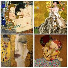 Gustav Klimt New Year Gift Picture 5d Diy Diamond Painting Full Square Round Diamond Embroidery Cross Stitch Mosaic Home Decor 2024 - buy cheap