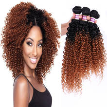 Black To Brown Ombre Color 70g/piece Afro Kinky Curly Hair Bundles High Temperature Synthetic Hair Extensions for Black Women 2024 - buy cheap