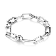 Pulsera de cadena de conexión redonda 2021 para mujer, auténtica plata de ley 100% 925, joyería de lujo, pulseras de anillo personalizadas 2024 - compra barato