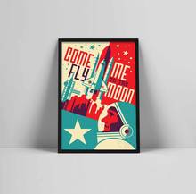 Houston Texas Space City Canvas Painting Fly Me to the Moon Vector Modern Art Prints and Posters Wall Pictures for Home Decor 2024 - buy cheap