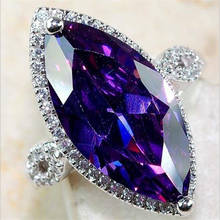 Blaike-anillos de circonia púrpura Marquesa para mujer, sortija de Color plateado, joyería para fiesta de boda, regalos de cumpleaños 2024 - compra barato