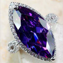 Blaike Luxury Purple Marquise Zircon Rings For Women Silver Color Ring Wedding Party Jewelry Birthday Gifts 2024 - buy cheap