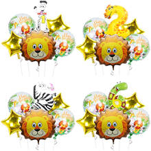 6pcs Animal Number balloons Foil Lion Balloon Figure 1to 9 Globos Birthday Party Decorations Kids Children toy Gift Baloon Digit 2024 - buy cheap