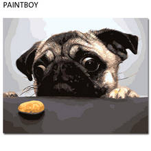 PAINTBOY-Cuadros enmarcados para decoración del hogar, pintura al óleo DIY por números de perro y caligrafía, 40x50cm, GX8765 2024 - compra barato