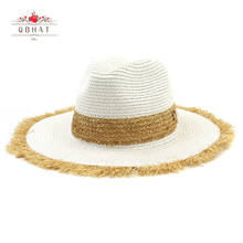 QBHAT-sombrero de paja de papel decorativo con letras M para hombre y mujer, sombrero de Jazz de ala ancha, transpirable, para viaje en la playa 2024 - compra barato