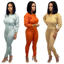 Two Piece Set Knitted Suit Women Long Sleeve Top And Pants Casual Warm Winter Tracksuits Femme Matching Sets Plus Size 2024 - buy cheap