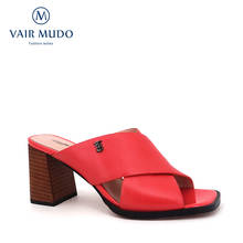 VAIR MUDO 2021Summer Women Sippers Genuine leather Comfortable Open Toe Thick  High-HeeledLady Pink Square-Heeled Sandals LT1 2024 - buy cheap