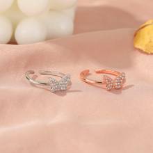 Korean Crystal Butterfly Ring Simple Resizable Butterfly Zircon Rings For Women Jewelry Rose Gold Silver Color Ring O161 2024 - buy cheap