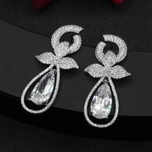 Luxury Large Leaf Drop Flower Micro Cubic Zirconia Paved Wedding Party Earring for Women accessories 2024 - buy cheap